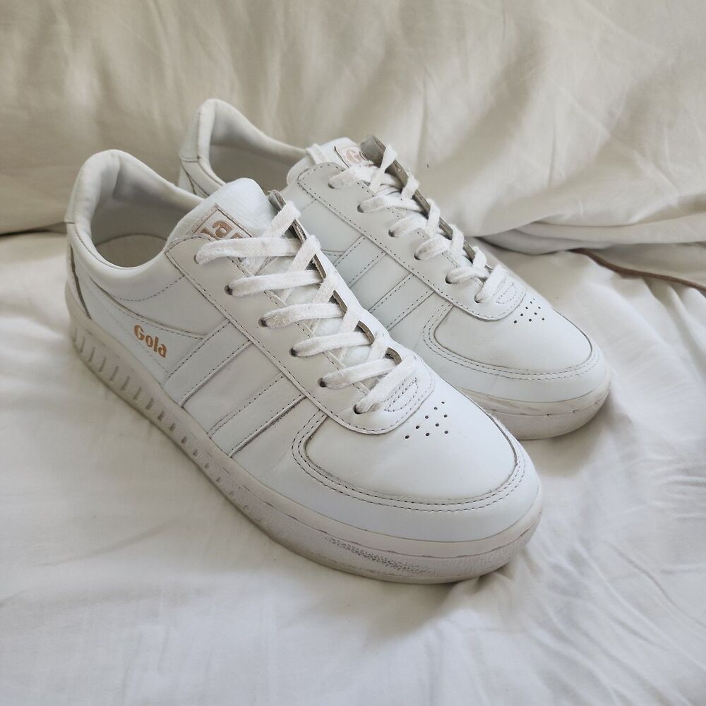 Gola Grandslam Leather Sneakers Womens US 8  White Athletic Lace Up Shoes
